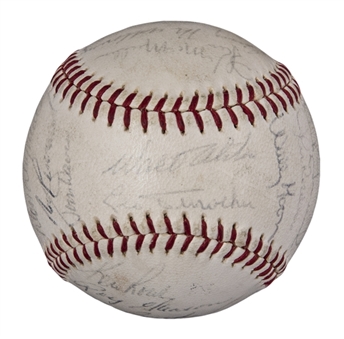 1963 Los Angeles Dodgers World Series Champion Team Signed ONL Giles Baseball With 27 Signatures Including Alston, Durocher & Koufax (Beckett & JSA) 
